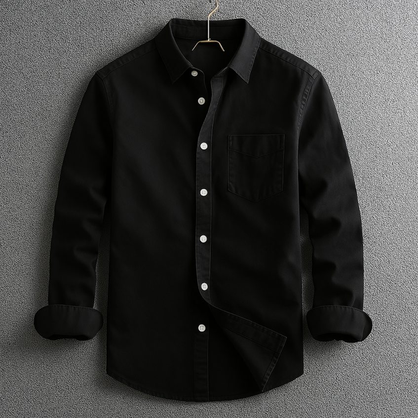 Men's Classic Button-Down Shirt with Turn-Down Collar, Versatile Casual Shirt