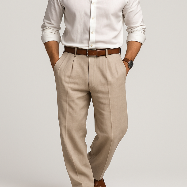 Men's Cotton-Linen Casual Trousers - Breathable Straight-Leg Pants