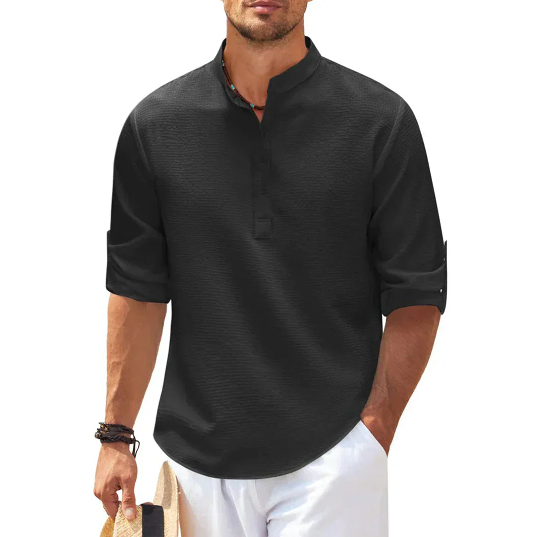 Casual Button-Down Shirt for Men, Breathable Smart-Casual Cotton Fit