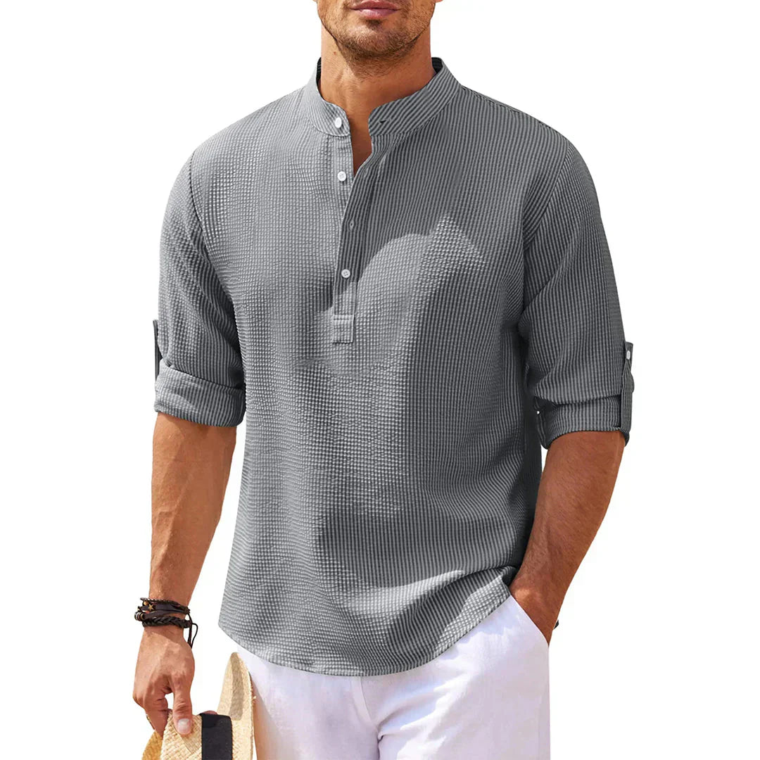 Casual Button-Down Shirt for Men, Breathable Smart-Casual Cotton Fit