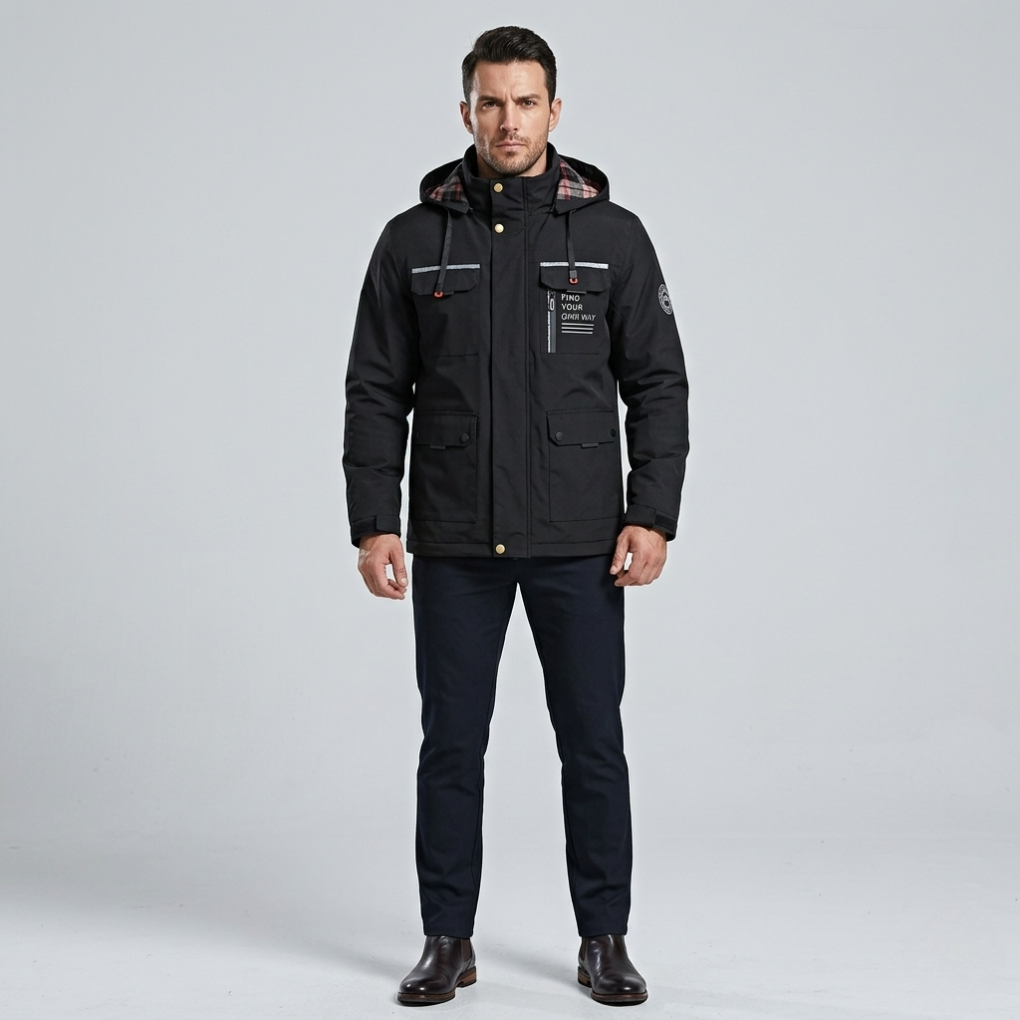 Men's Lightweight Zip-Up Jacket - Casual Polyester Coat for Everyday Wear