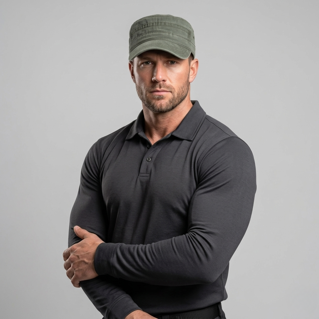 Men's Retro Army Beanie - Adjustable Military-Style Hat