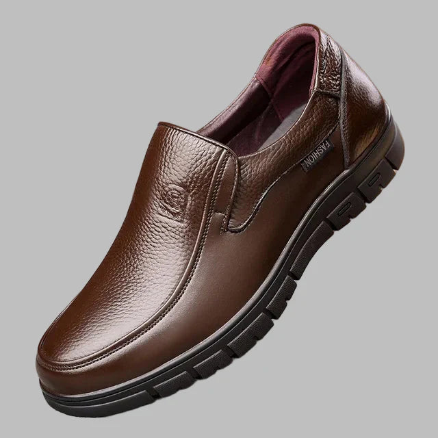 Men's Genuine Leather Casual Shoes, Water-Resistant Non-Slip Sole