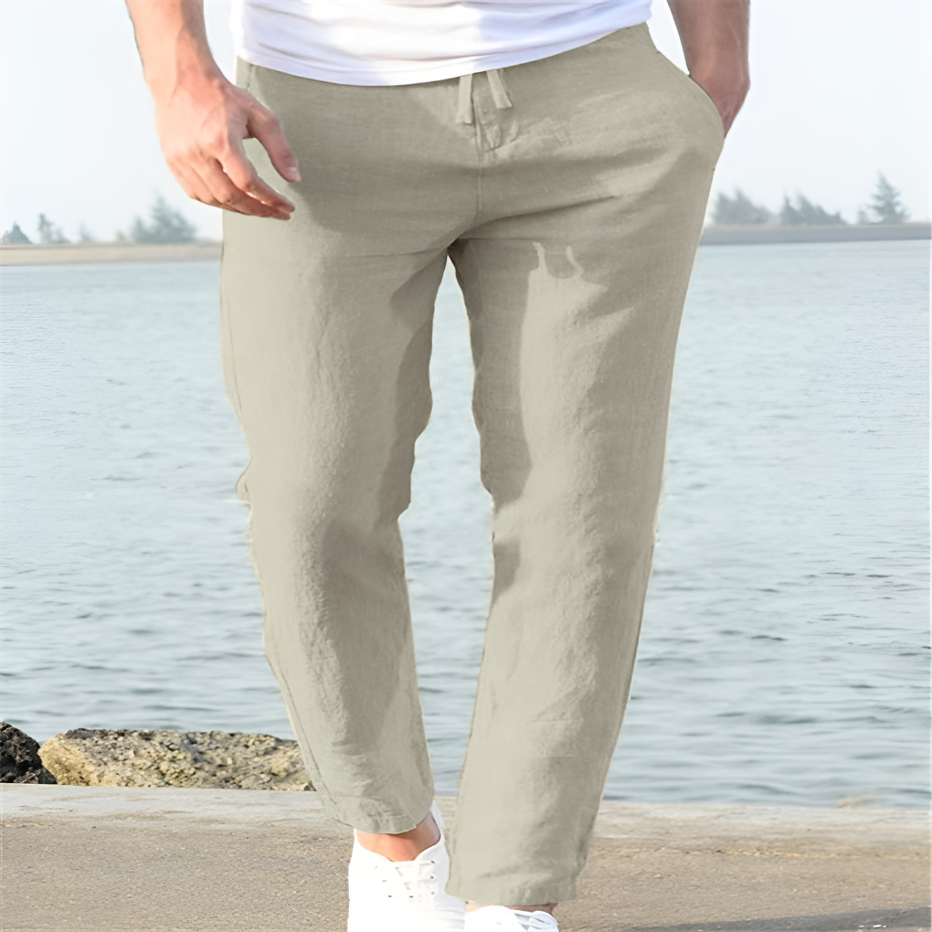 Men's Linen Trousers - Classic Cut, Breathable Casual Style