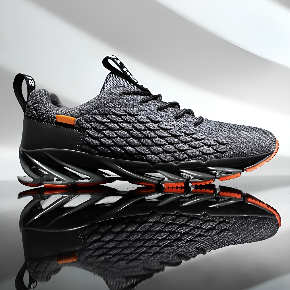 Men's Knit Running Shoes - Lace-Up Sneakers with Grip Sole