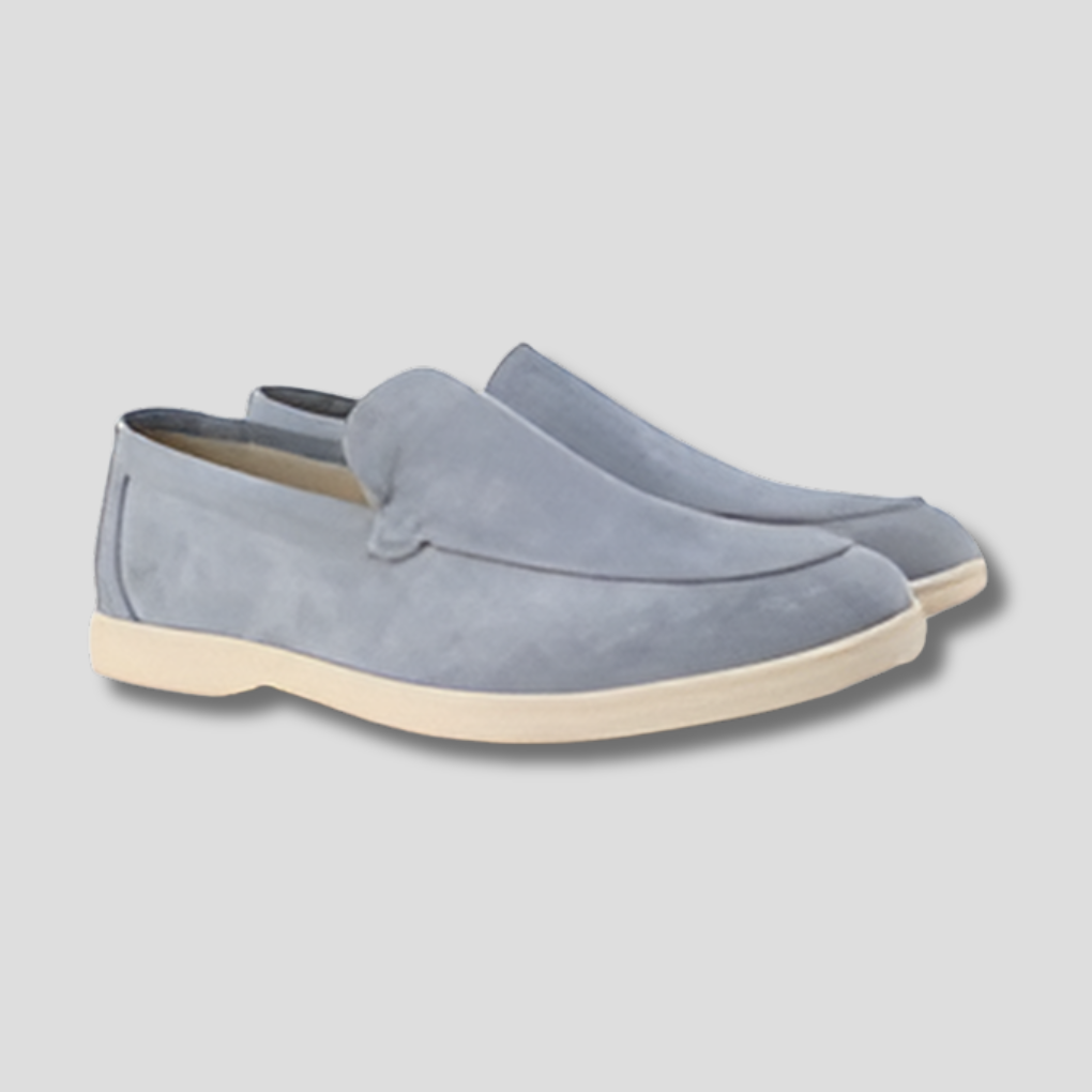 Men's Suede Loafers | Slip-On Apron Toe Dress Shoes
