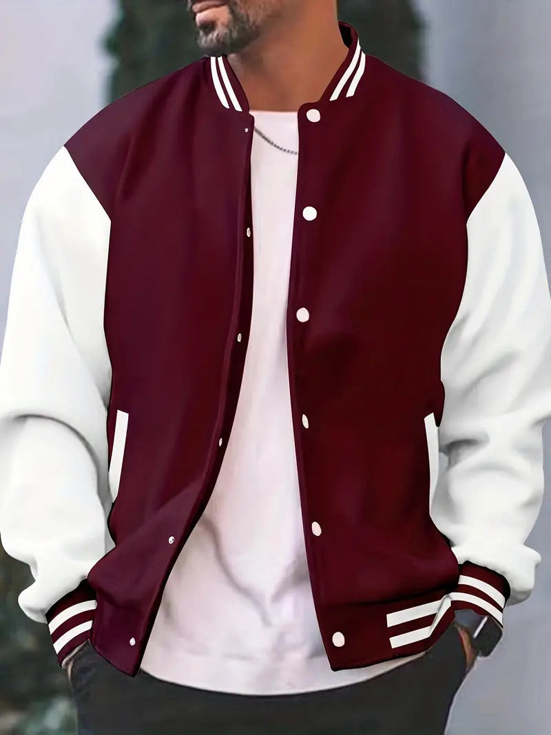 Men's Baseball Jacket | Lightweight Snap-Button Varsity Jacket