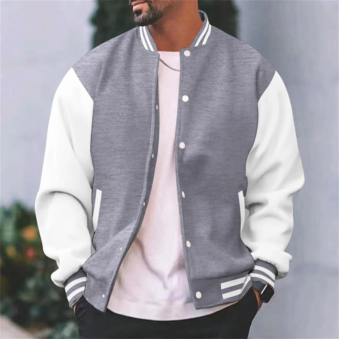 Men's Baseball Jacket | Lightweight Snap-Button Varsity Jacket
