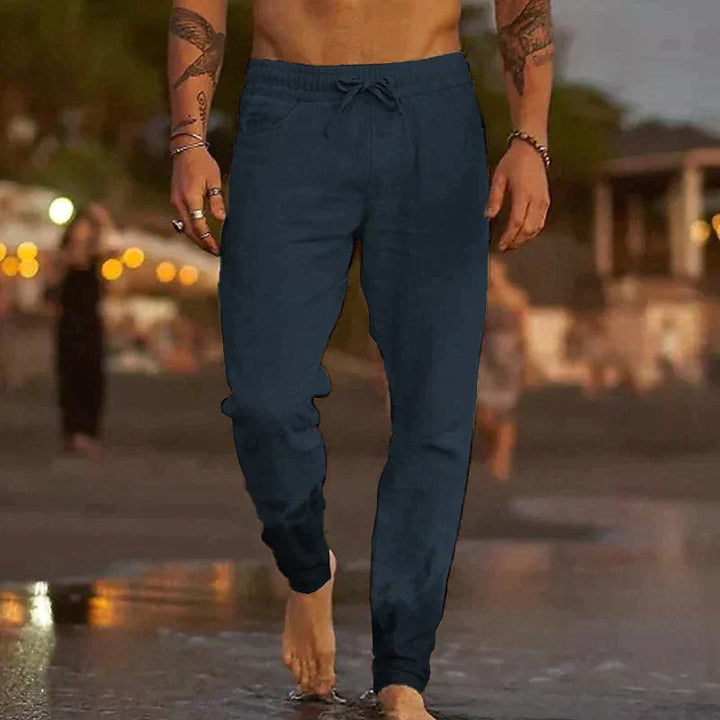 Men's Casual Linen Pants - Lightweight Relaxed Fit Trousers