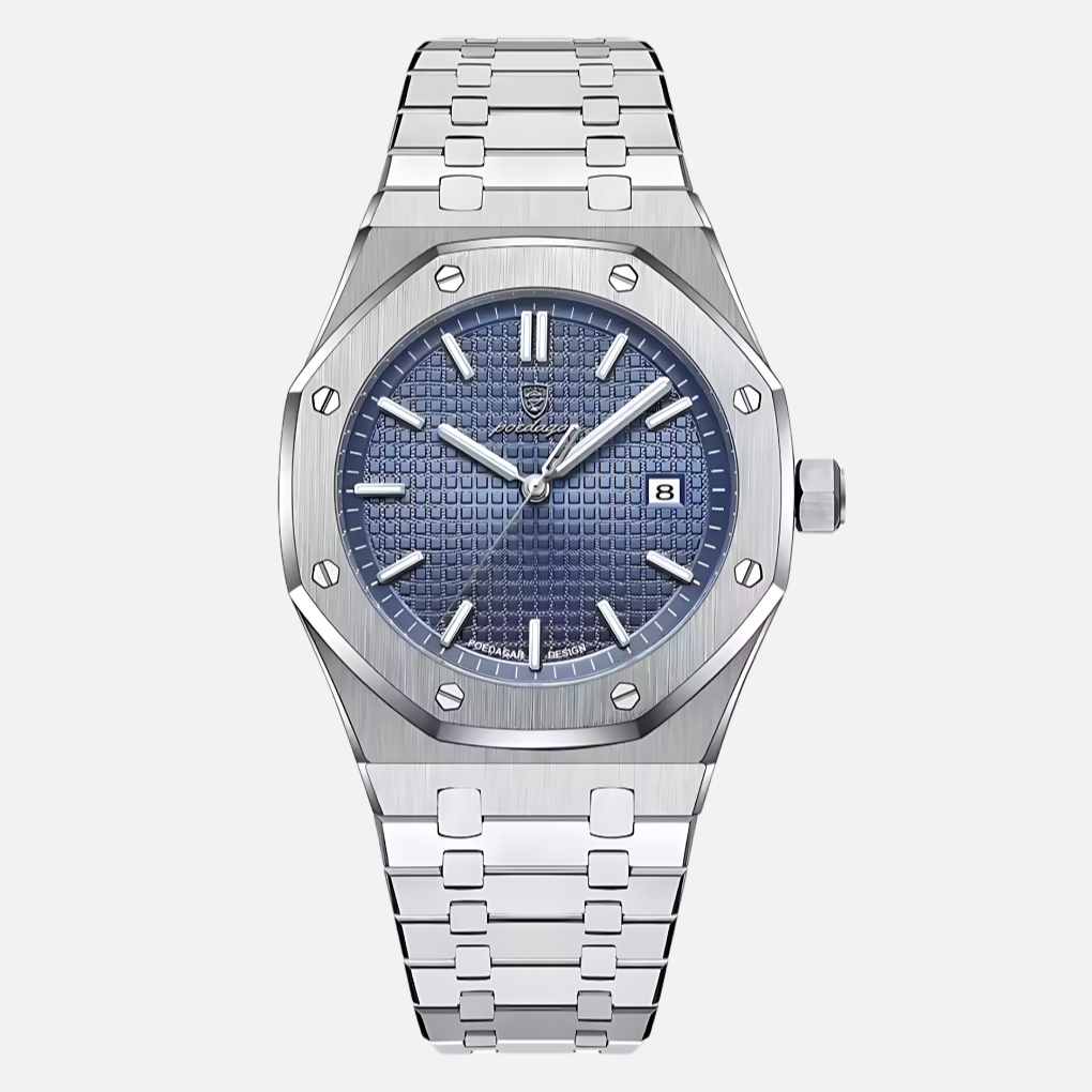Men's Stainless Steel Watch, Classic Quartz Dress Watch with Roman Numerals