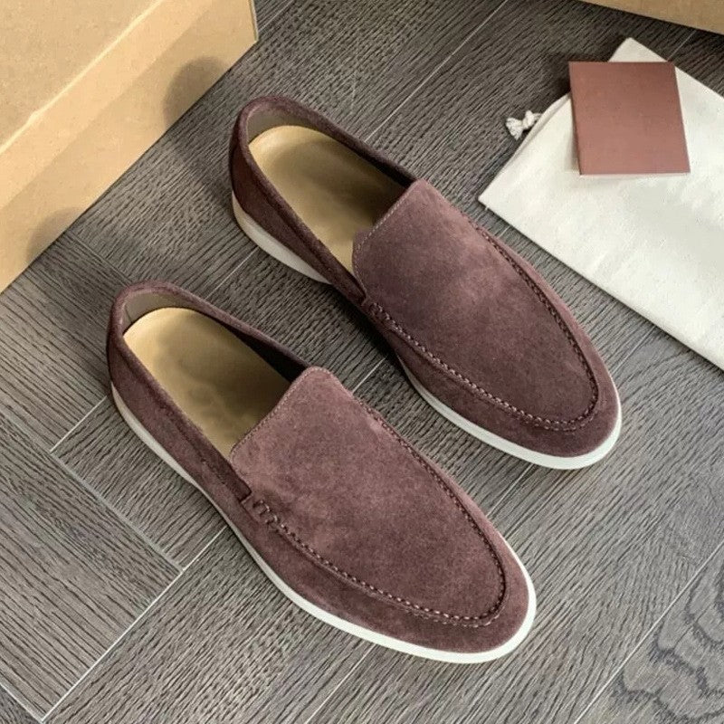 Men's Classic Slip-On Loafers, Smooth Leather-Look Casual Shoes