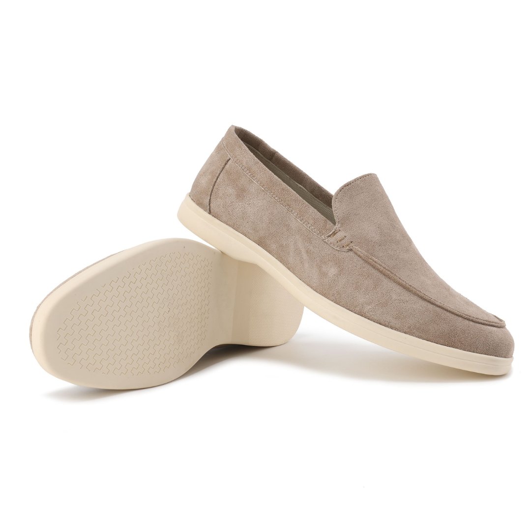 Men's Casual Slip-On Loafers with Contrast Sole, Durable Everyday Shoes