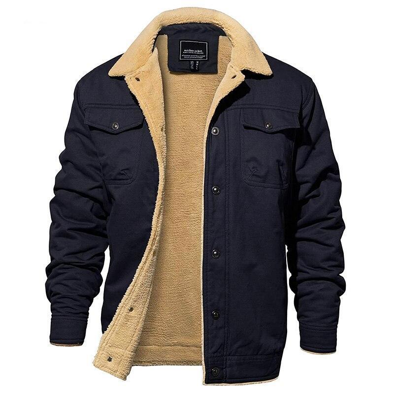 Hudson Pilot Jacket for Men - Cotton Canvas Jacket with Sherpa Lining