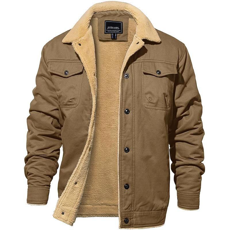Hudson Pilot Jacket for Men - Cotton Canvas Jacket with Sherpa Lining