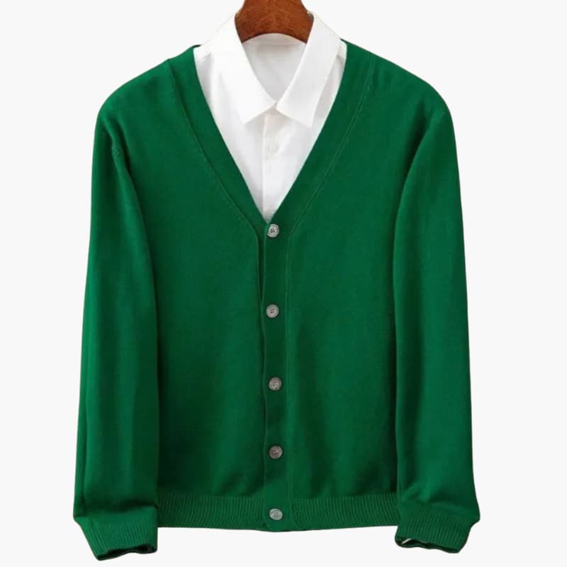 Men's V-Neck Cardigan | Button-Front Knit Sweater with Pockets