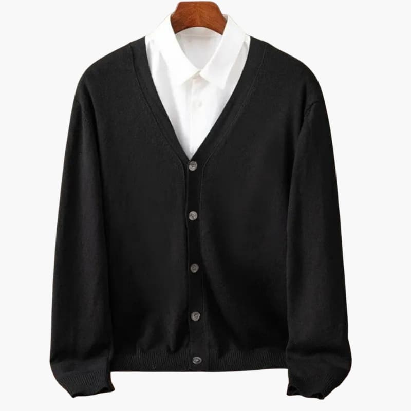 Men's V-Neck Cardigan | Button-Front Knit Sweater with Pockets