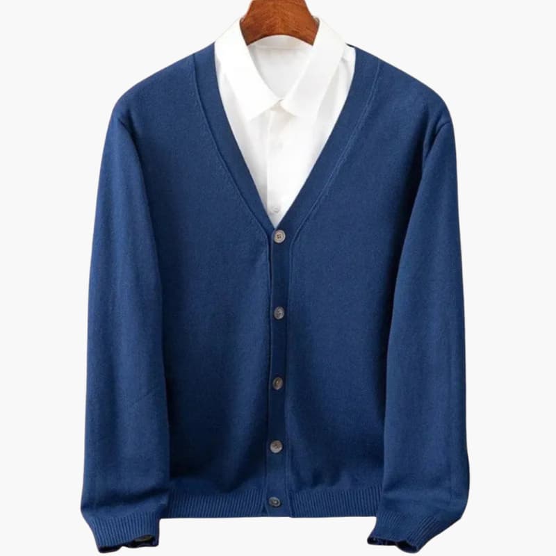 Men's V-Neck Cardigan | Button-Front Knit Sweater with Pockets