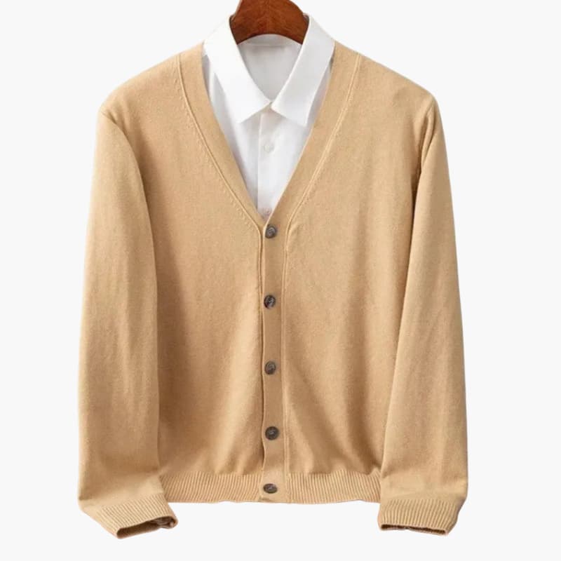 Men's V-Neck Cardigan | Button-Front Knit Sweater with Pockets