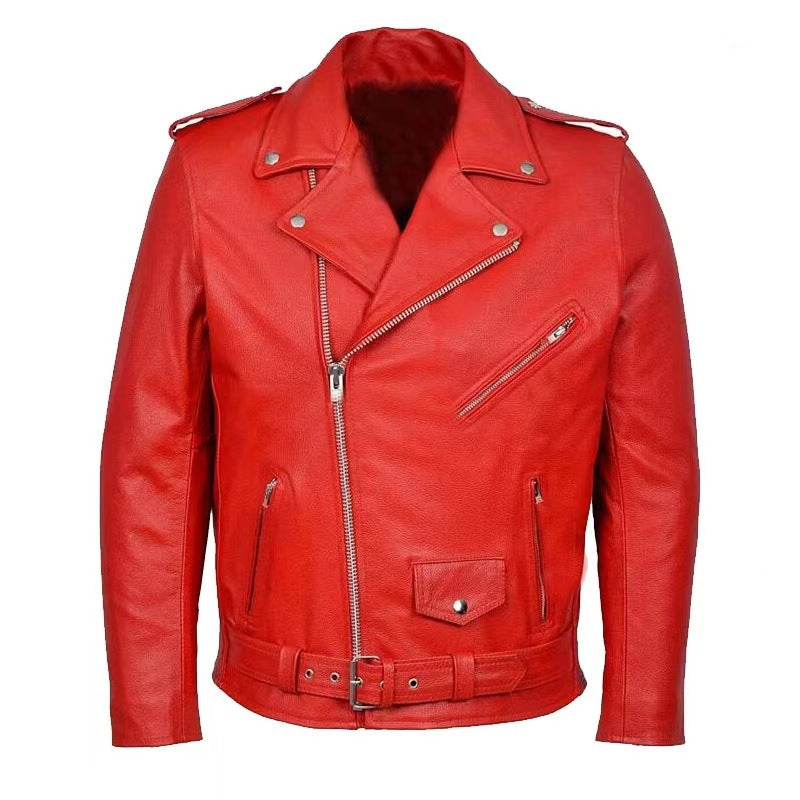 Men's Genuine Leather Biker Jacket | Asymmetrical Zip Moto Jacket