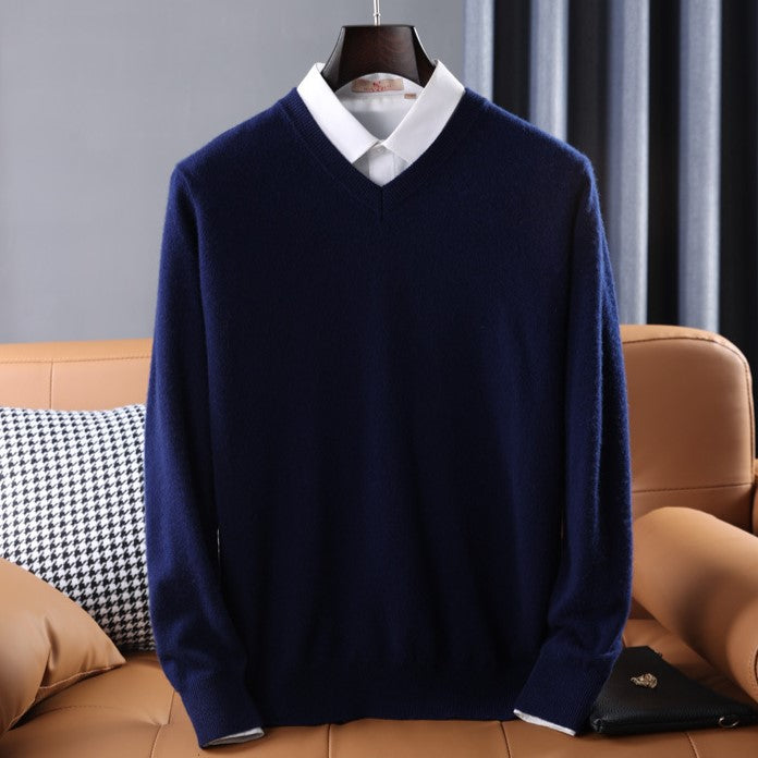 Vienna Cashmere Sweater for Men - Ultra-Soft V-Neck Knit in 7 Colors
