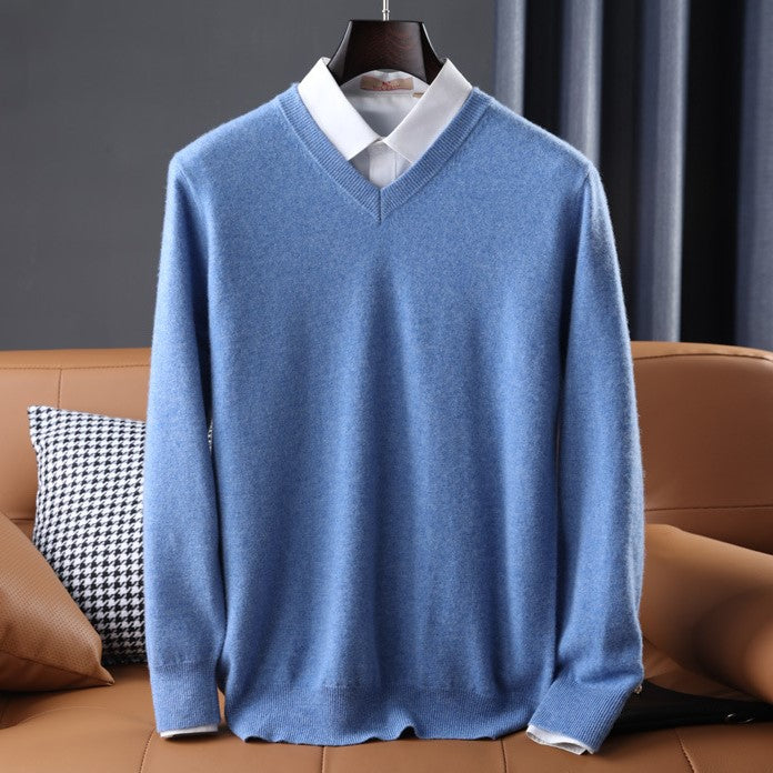 Vienna Cashmere Sweater for Men - Ultra-Soft V-Neck Knit in 7 Colors