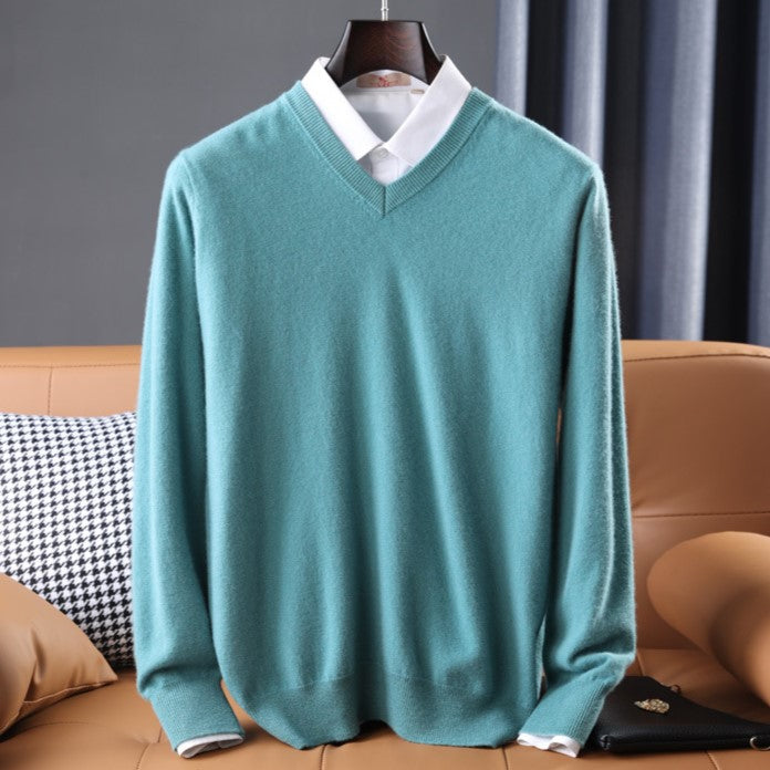 Vienna Cashmere Sweater for Men - Ultra-Soft V-Neck Knit in 7 Colors