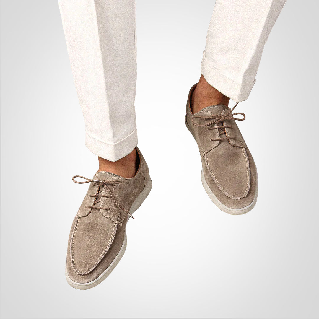 Men's Lace-Up Loafers with Contrast Sole, Casual Boat Shoe Style