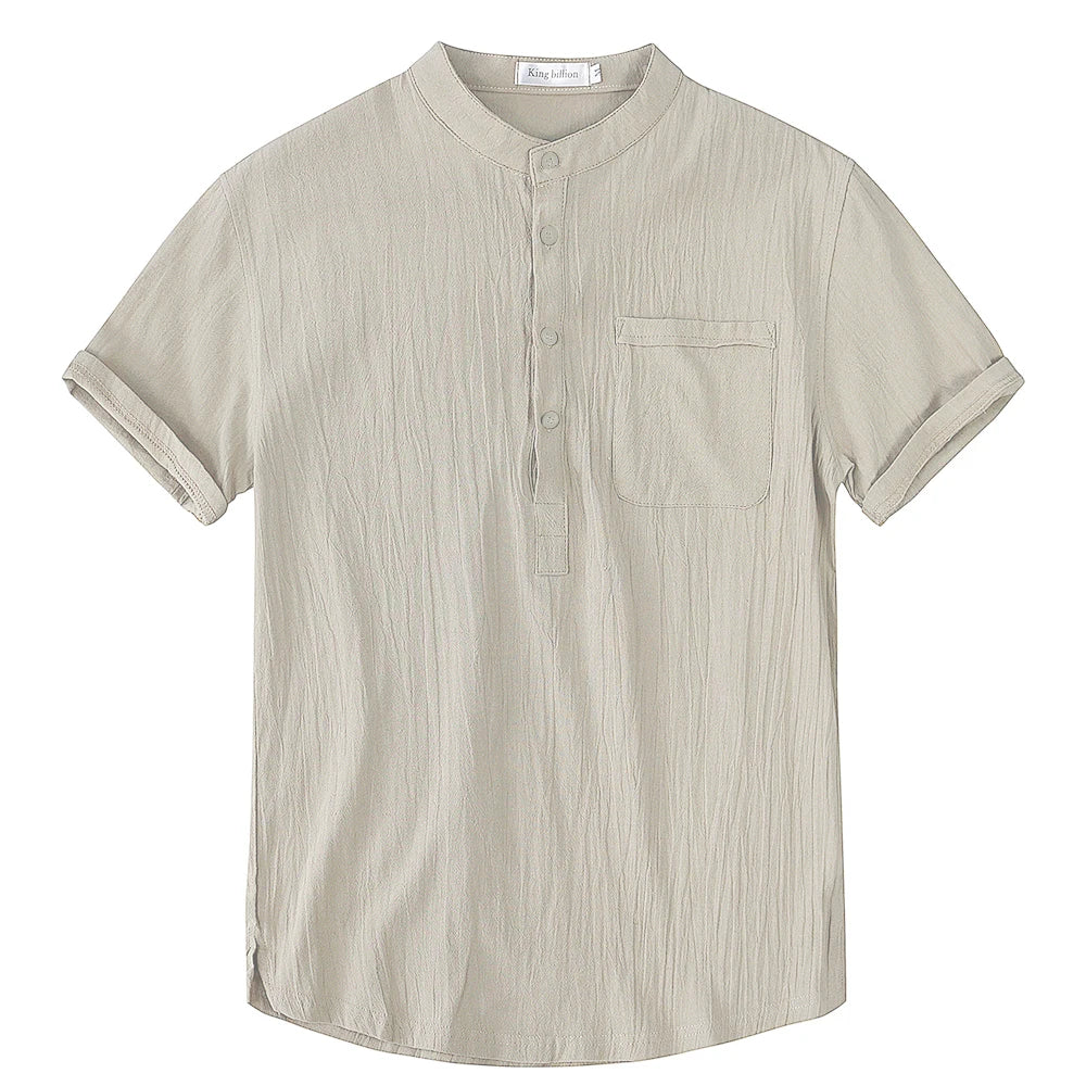 Men's Short Sleeve Henley Shirt with Chest Pocket, Lightweight Casual Fit