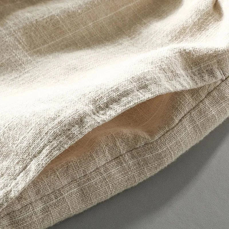 Men's Linen Shorts - Lightweight Cotton-Linen Pinstripe Shorts