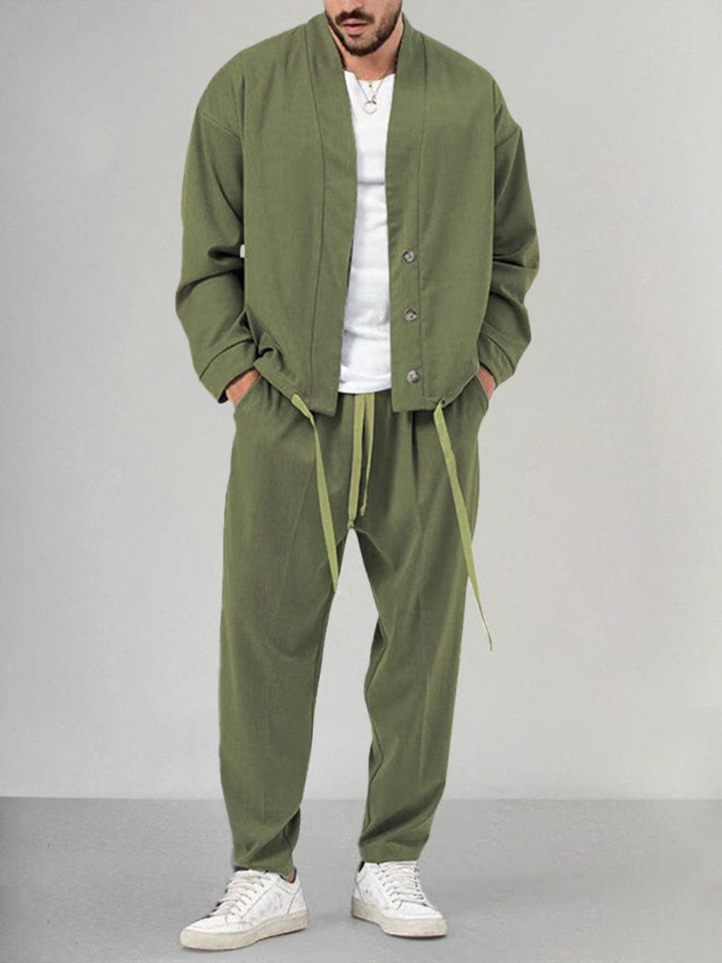 Men's 2-Piece Lounge Set, Matching Knit Top and Pants