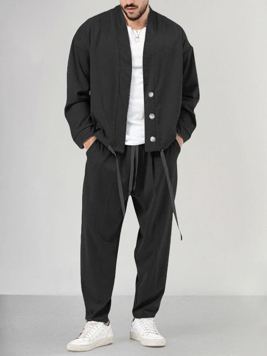 Men's 2-Piece Lounge Set, Matching Knit Top and Pants