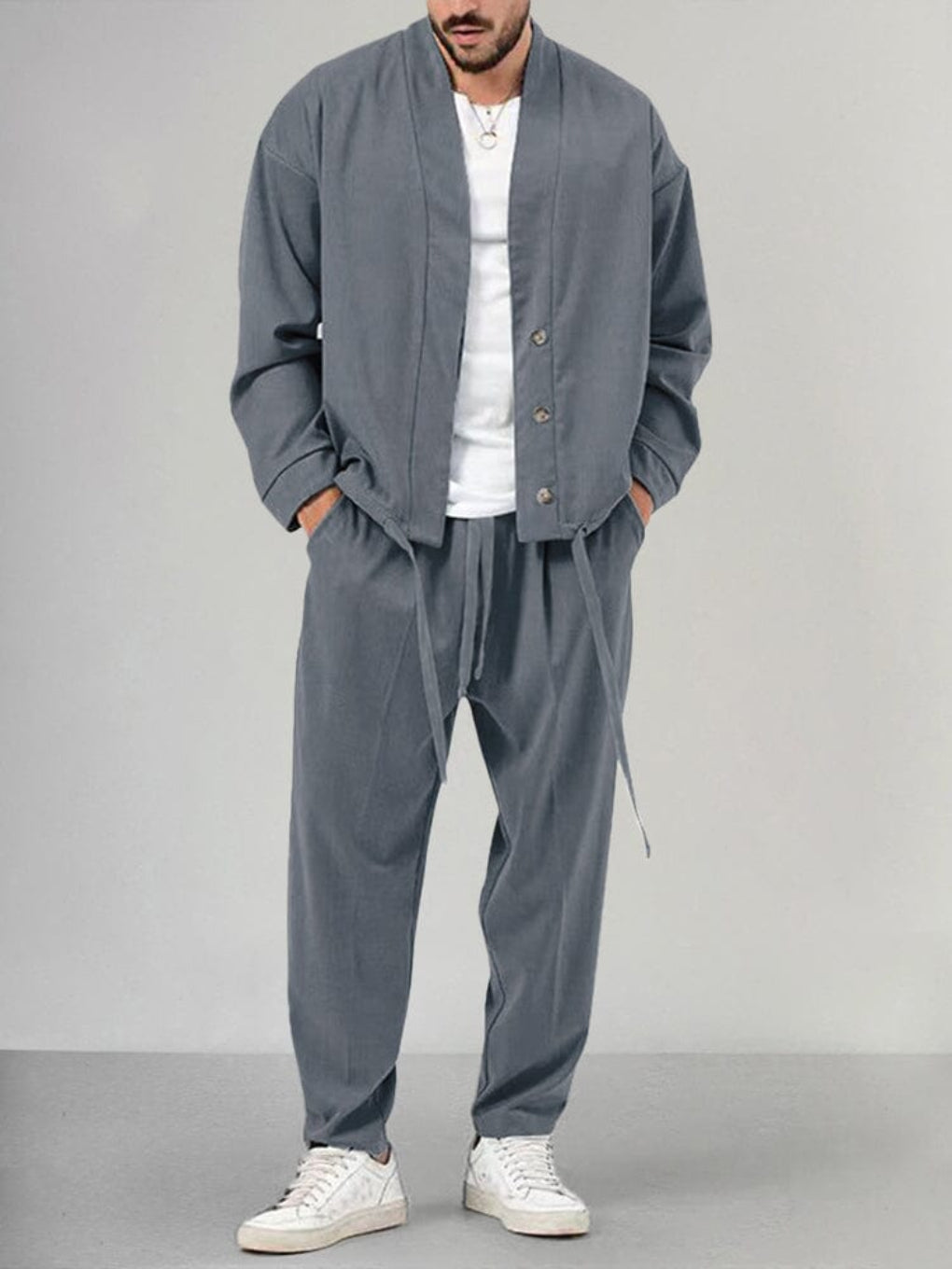 Men's 2-Piece Lounge Set, Matching Knit Top and Pants