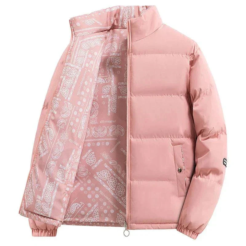 Carnegie Frost-Forge Puffer Jacket - Bandana Print Zip-Up Winter Coat