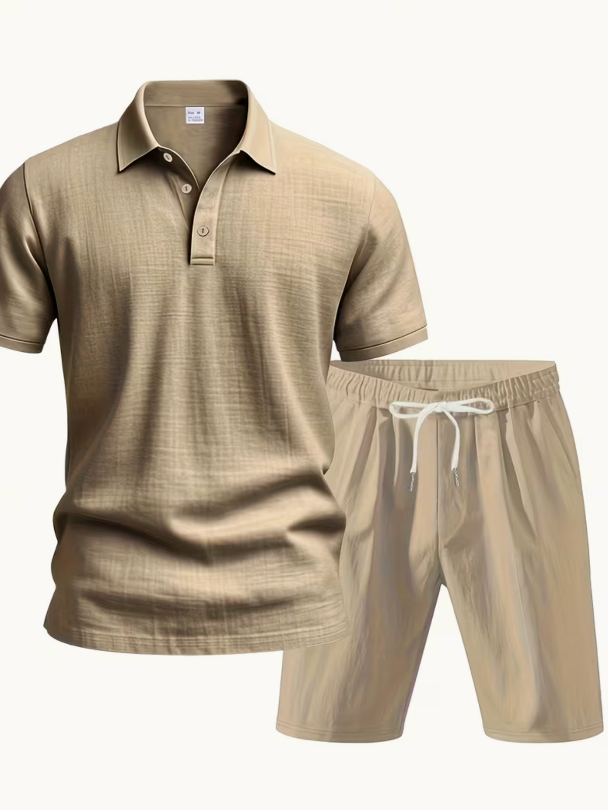 Men's Polo Shirt and Shorts Set with Adjustable Waist, Matching Summer Outfit