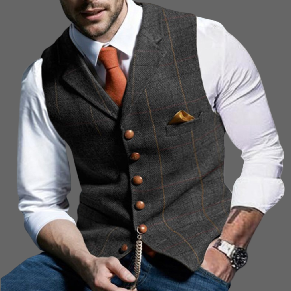 Men's Formal Vest - Double-Breasted Waistcoat with V-Neck