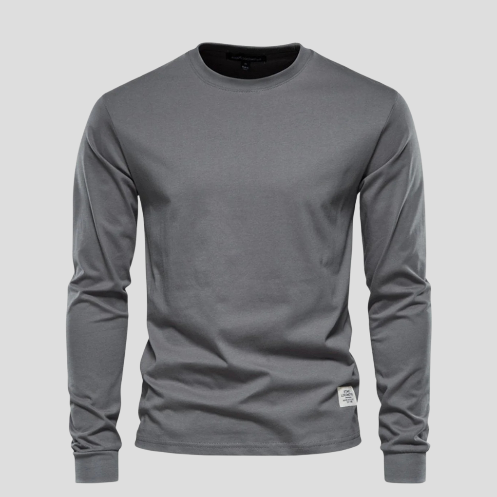 Men's Long Sleeve Crew Neck Shirt | Cotton Blend Knit Top for Everyday Wear