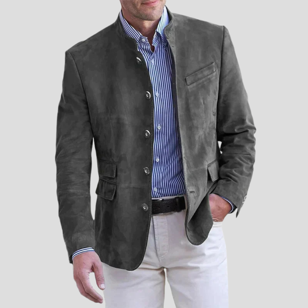 Men's Classic Blazer - Notched Lapel Single-Button Suit Jacket