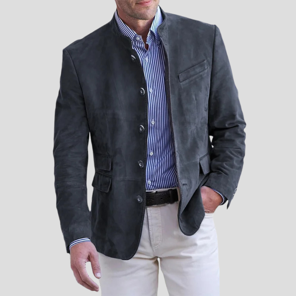 Men's Classic Blazer - Notched Lapel Single-Button Suit Jacket