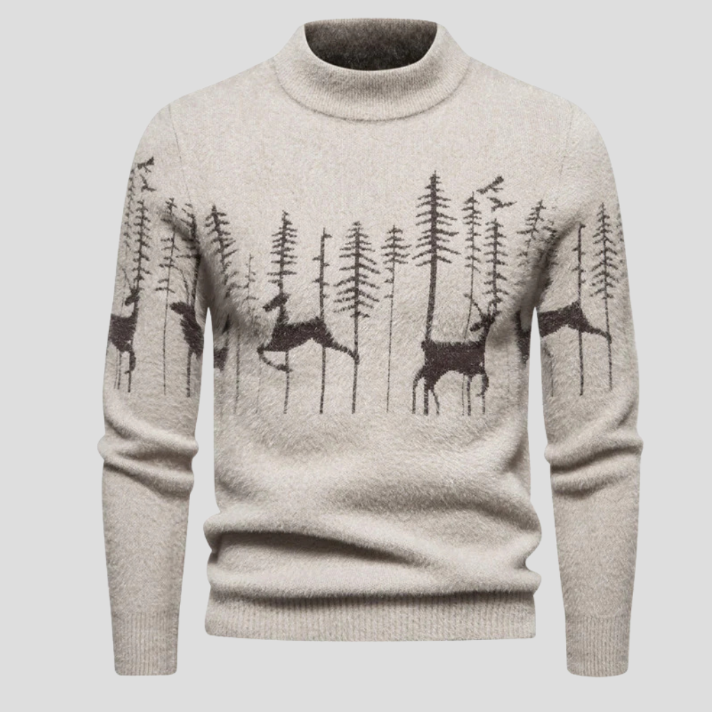 Men's Christmas Sweater, Cotton Blend Knit Crew Neck Holiday Pullover