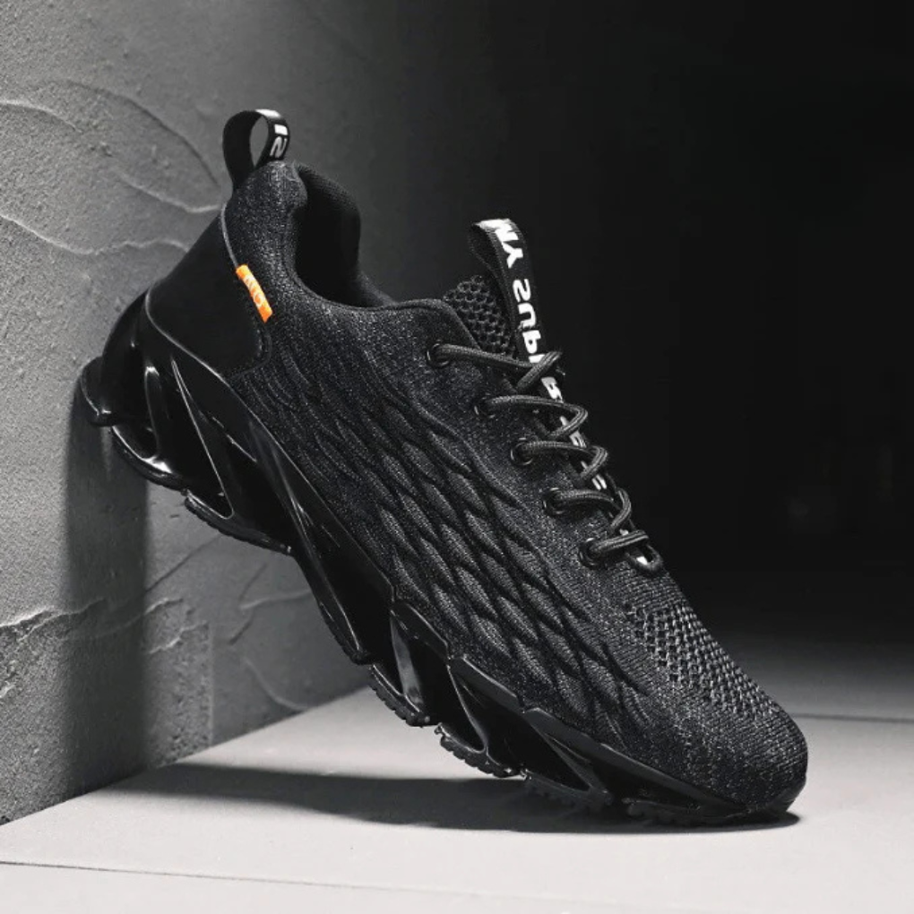 Men's Knit Running Shoes - Lace-Up Sneakers with Grip Sole