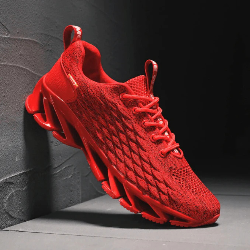 Men's Knit Running Shoes - Lace-Up Sneakers with Grip Sole