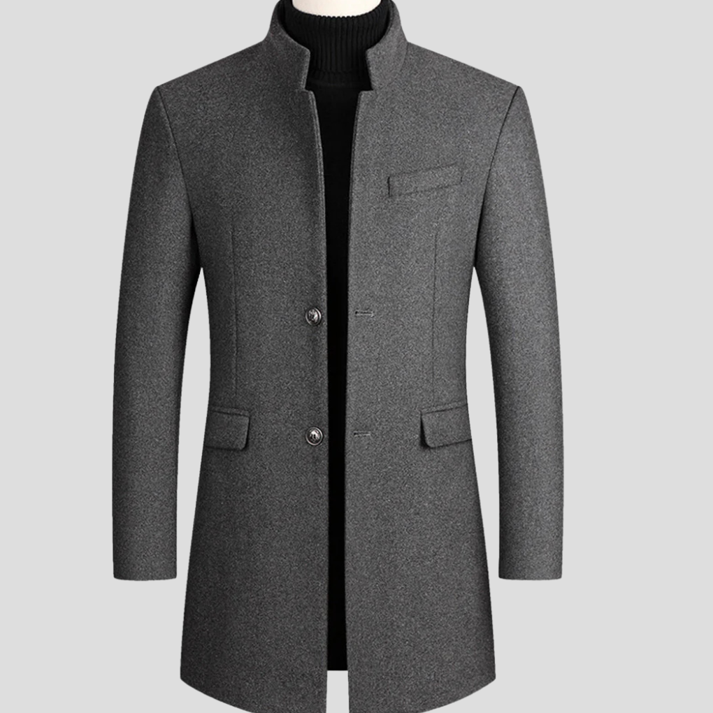 Men's Wool Blend Overcoat | Longline Notch Lapel Coat