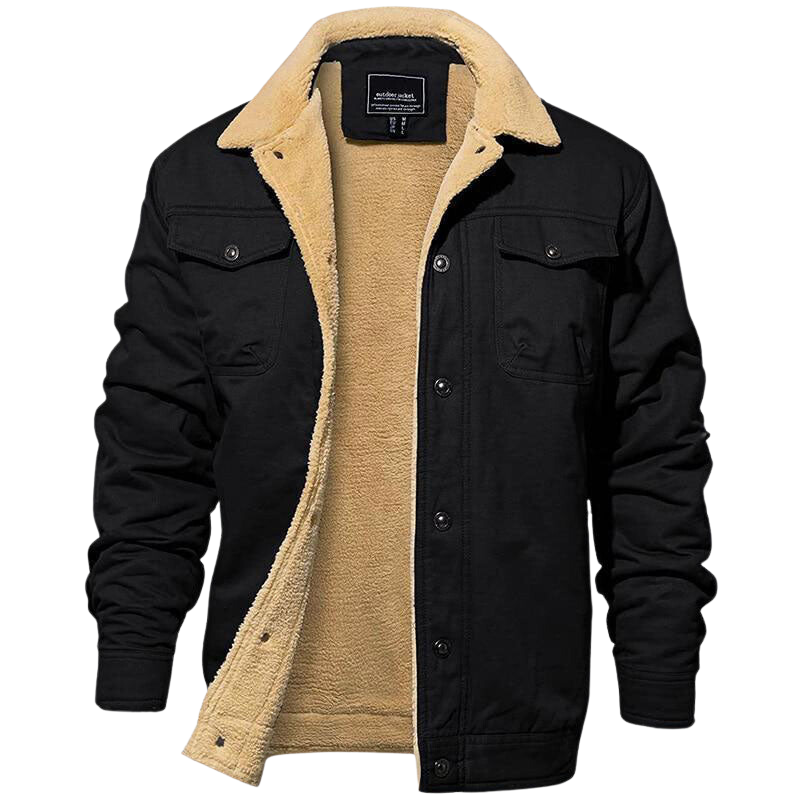 Hudson Pilot Jacket for Men - Cotton Canvas Jacket with Sherpa Lining