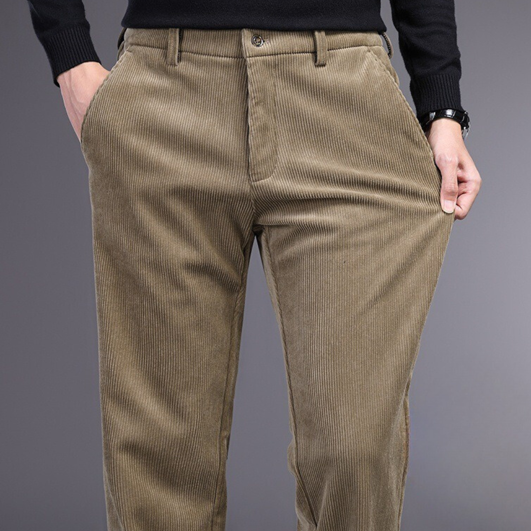 Signature Corduroy Trousers for Men - Stretch Cotton Corduroy Dress Pants