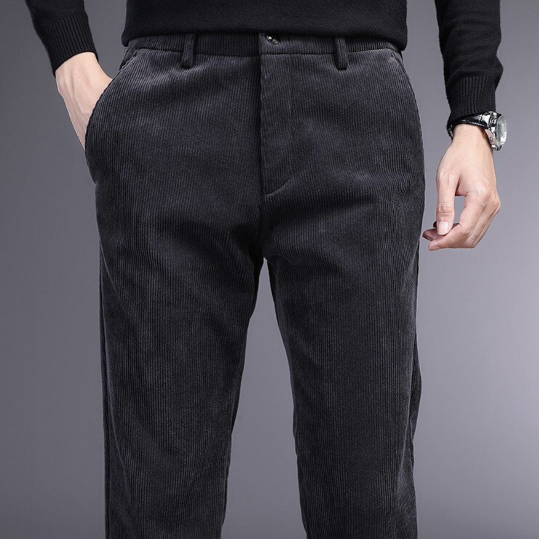 Signature Corduroy Trousers for Men - Stretch Cotton Corduroy Dress Pants