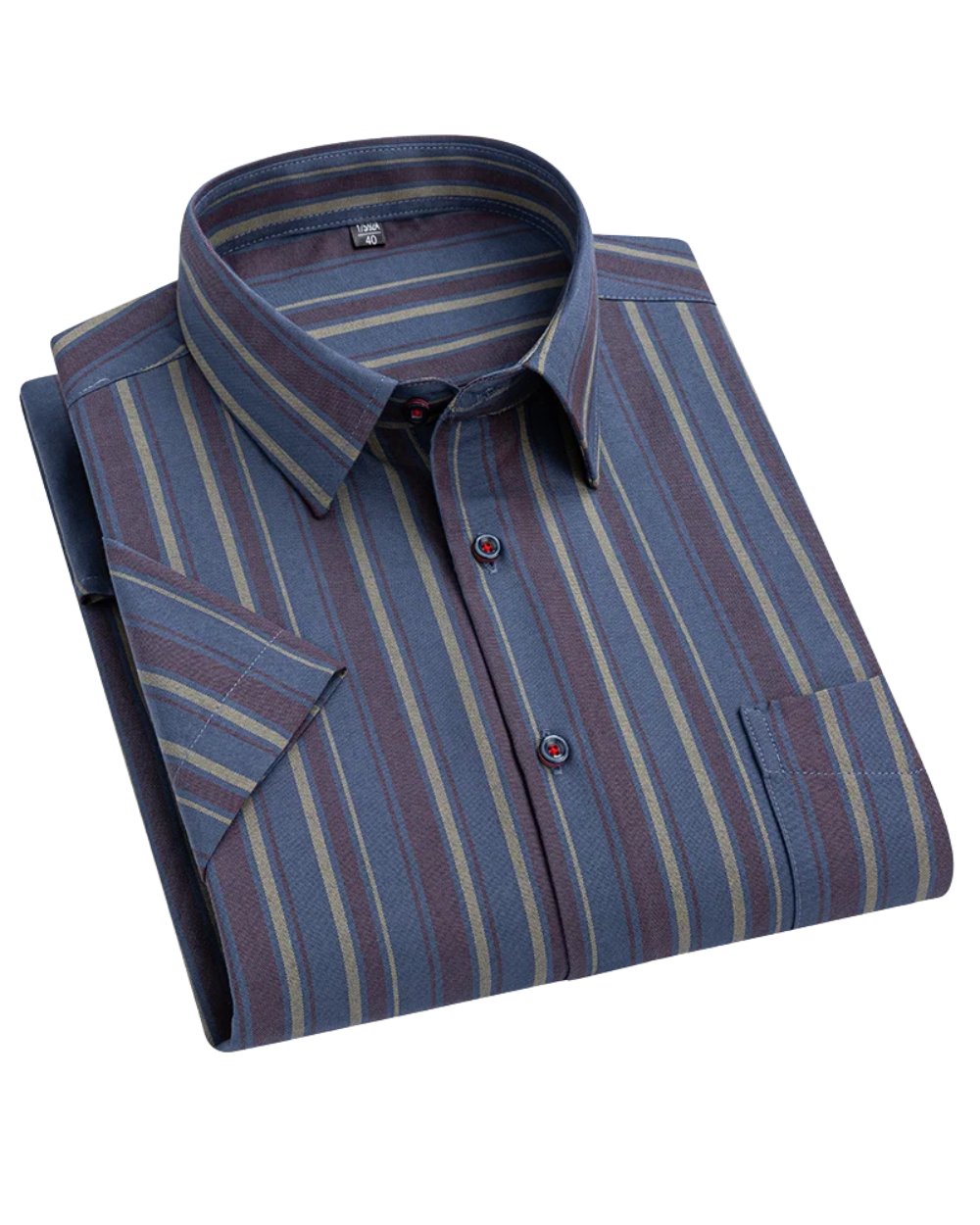 Men's Striped Short Sleeve Shirt with Chest Pocket, Breathable Summer Fit
