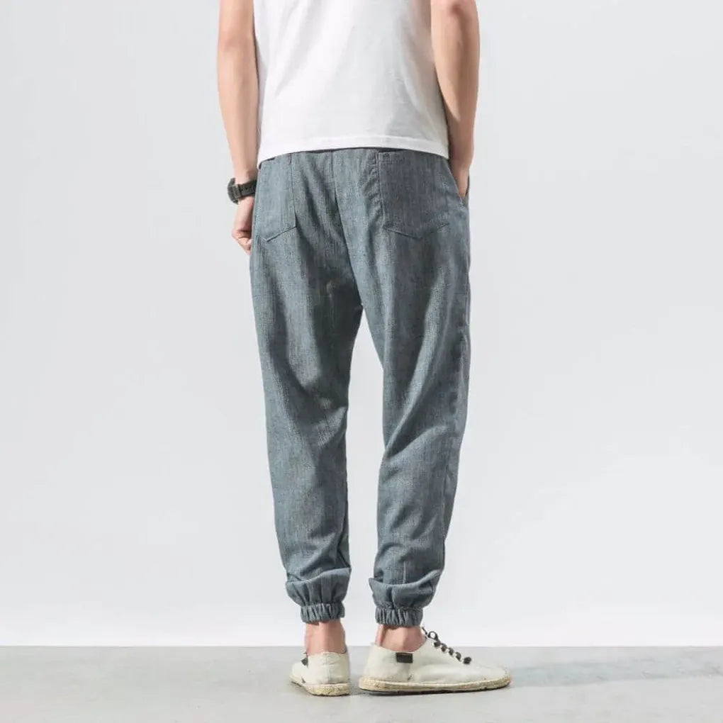 Men's Cotton Linen Comfort Pants, Lightweight Everyday Trousers