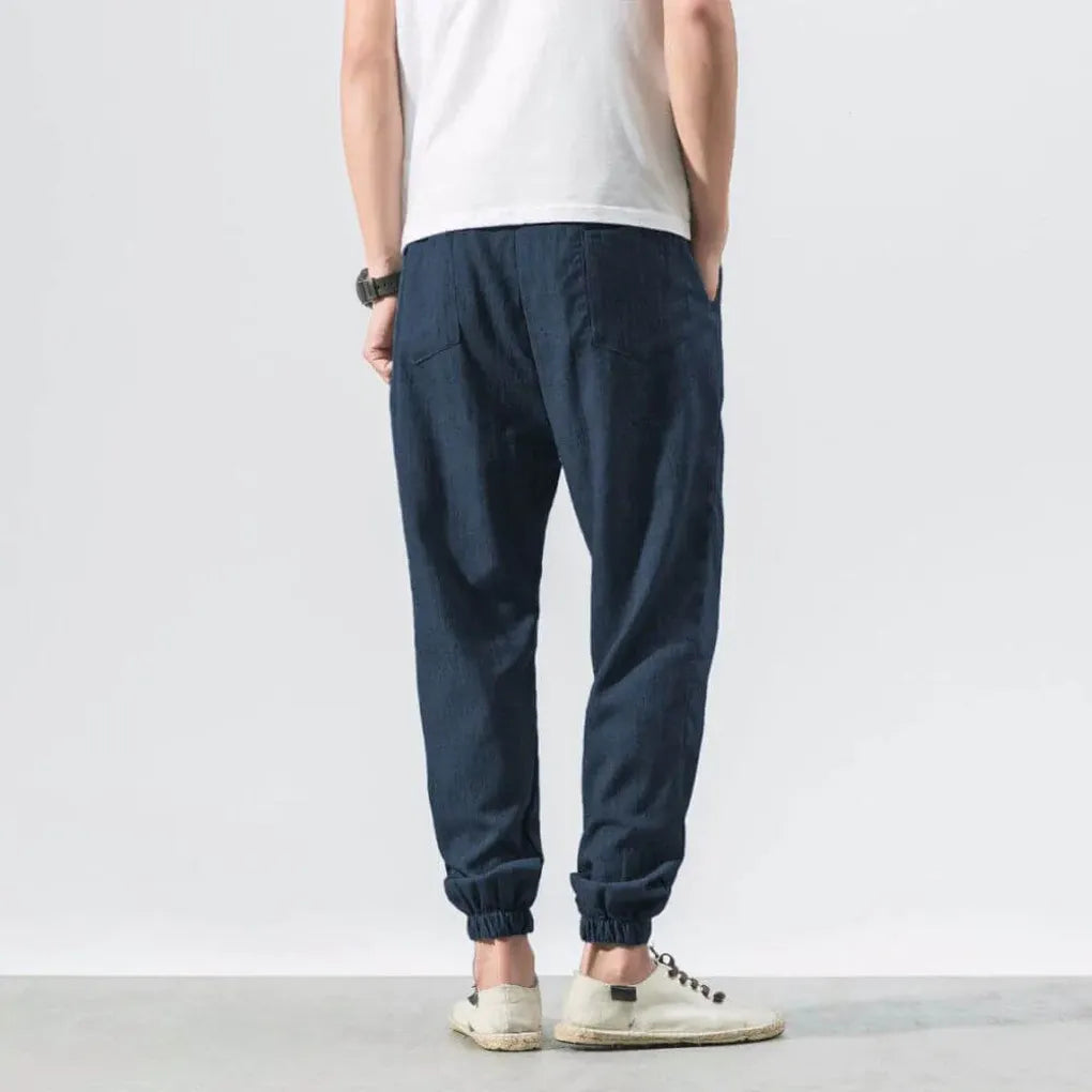 Men's Cotton Linen Comfort Pants, Lightweight Everyday Trousers