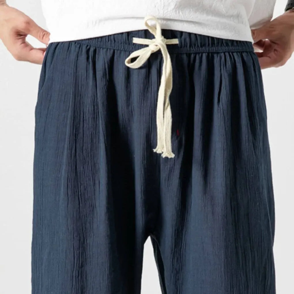 Men's Cotton Linen Comfort Pants, Lightweight Everyday Trousers