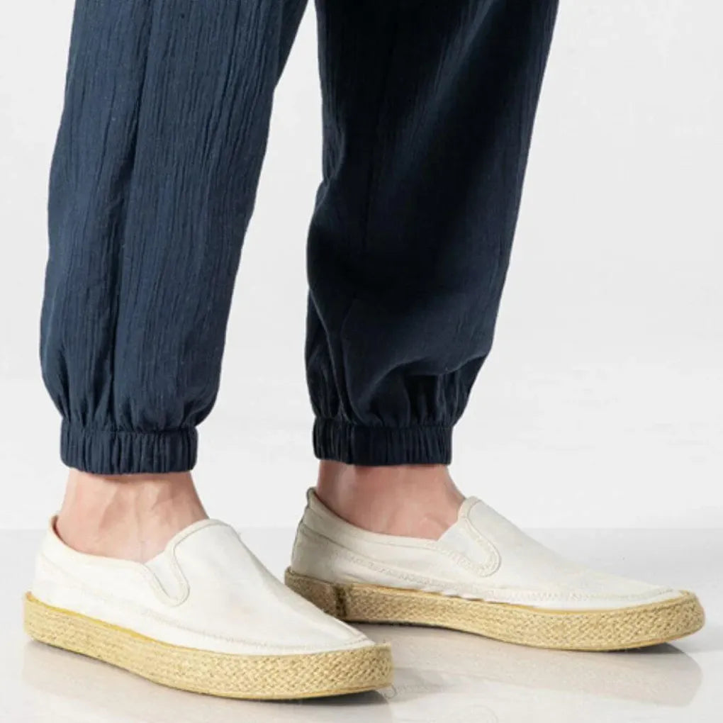 Men's Cotton Linen Comfort Pants, Lightweight Everyday Trousers